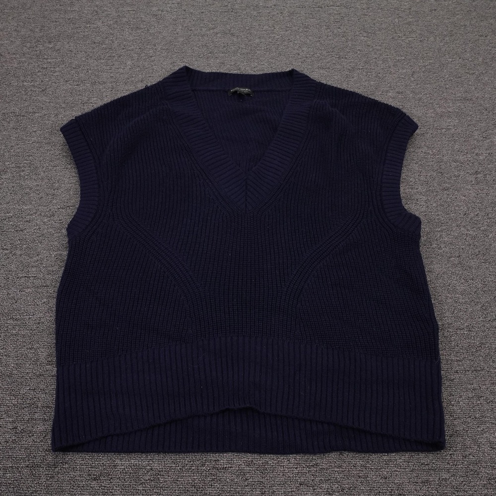 Banana Republic Vest Mens Medium Blue 100%‎ Merino Wool V Neck Sweater Knit